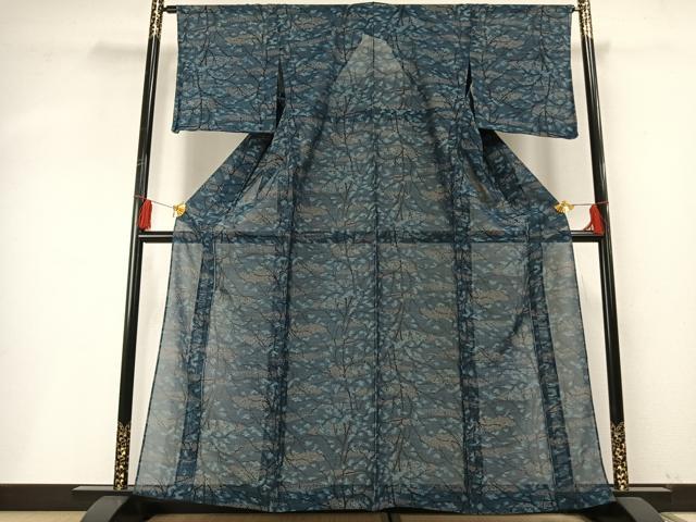 平和屋着物＊夏物　紗紬　枝花文　正絹　逸品　AABF5718fy_1