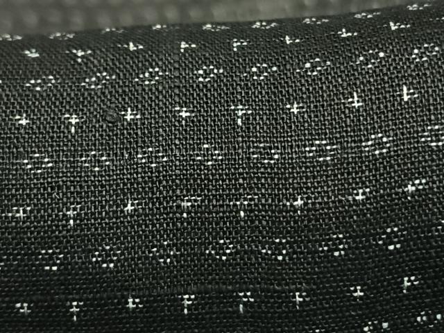 平和屋着物＊夏物　男性　上布　十字絣　黒地　麻　逸品　AABF5740fy_5