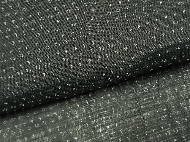 平和屋着物＊夏物　男性　上布　十字絣　黒地　麻　逸品　AABF5740fy_4