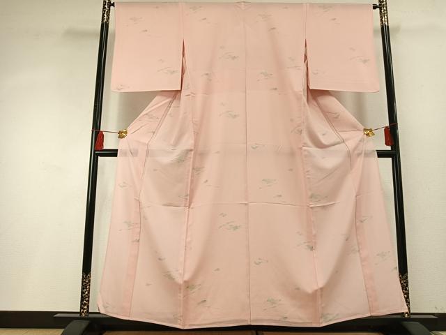 平和屋着物＊夏物　小紋　絽　手描き　草花文　洗える着物　AABF5771fy_1