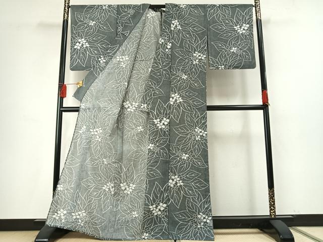 平和屋着物＊夏物　小紋　紗　草花文　洗える着物　AABF5787fy 平和屋着物＊夏物 小紋 紗 草花文 洗える着物 未使用 AABD8973jd