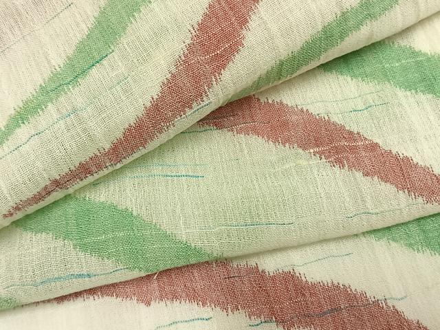 平和屋着物＊夏物　小千谷ちぢみ　流水文　麻　逸品　AABF5788fy