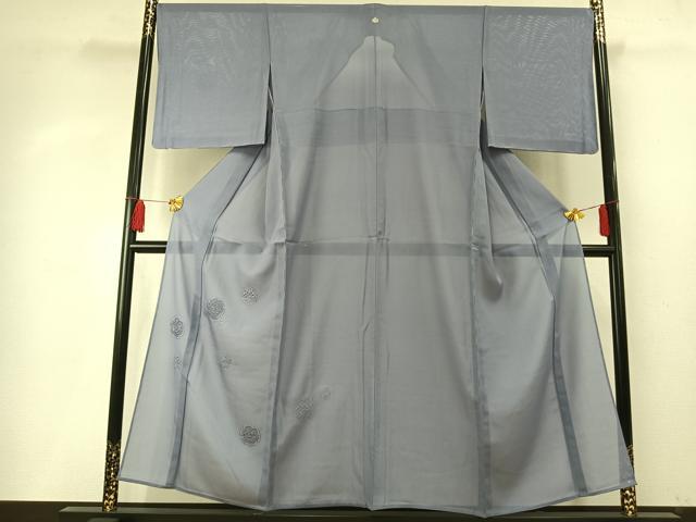平和屋着物＊夏物　無地絵羽訪問着　絽　雪輪花地紋　藤鼠色　正絹　逸品　未使用　AABF5796fy 平和屋着物＊夏物 無地絵羽訪問着 絽 雪輪花地紋 藤鼠
