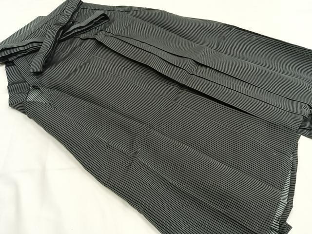 平和屋着物＊夏物　男性　行灯袴　絽　縞　正絹　逸品　AABF5819fy