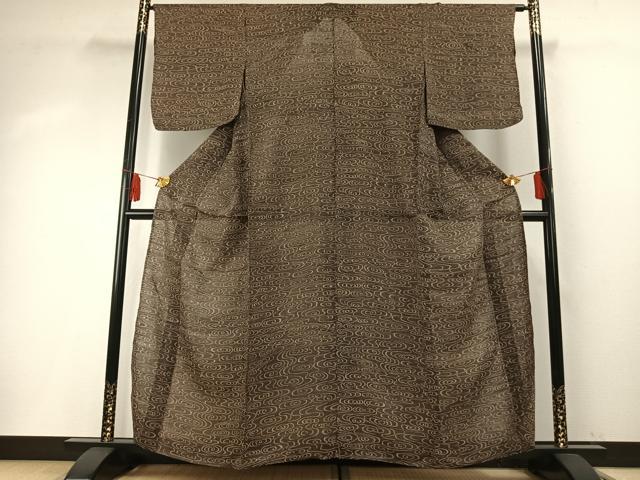 平和屋着物＊夏物　小千谷ちぢみ　渦巻き文　麻　逸品　AABF5820fy
