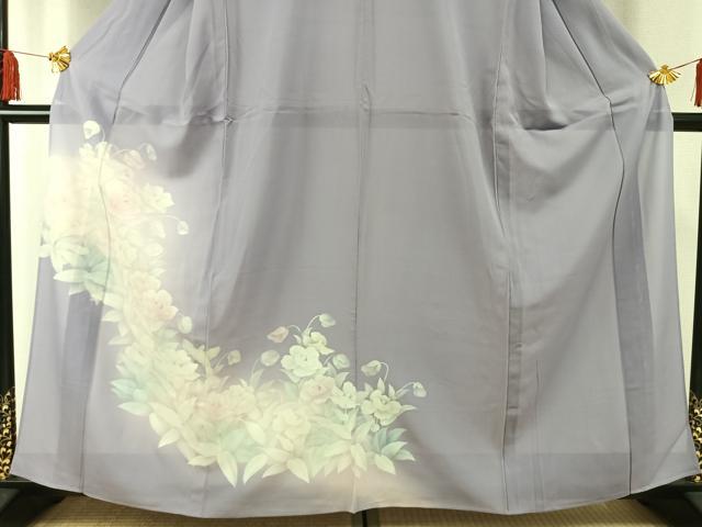 平和屋着物＊夏物　訪問着　絽　手描き　草花文　暈し染め　銀彩　洗える着物　AABF5828fy_2