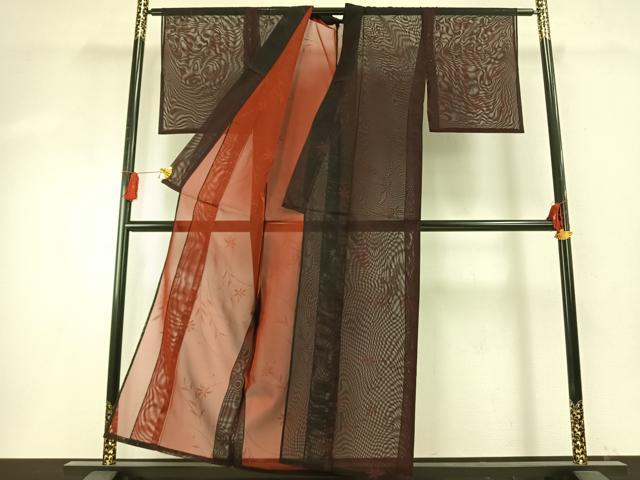 平和屋着物＊夏物　小紋　紗　草花文　正絹　逸品　AABF5880fy_2