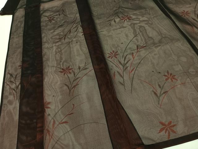 平和屋着物＊夏物　小紋　紗　草花文　正絹　逸品　AABF5880fy_3