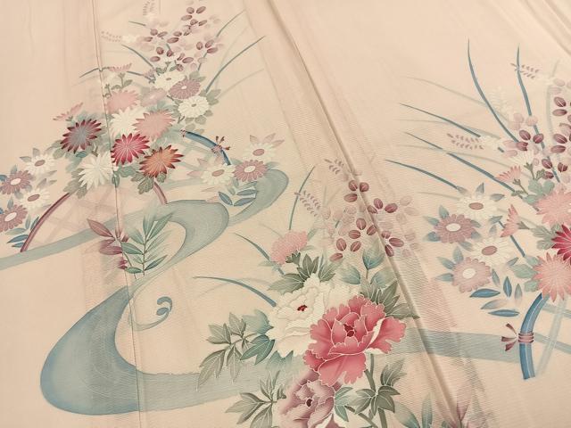 平和屋着物＊夏物　訪問着　絽　草花文　暈し染め　正絹　逸品　AABF5906fy_3