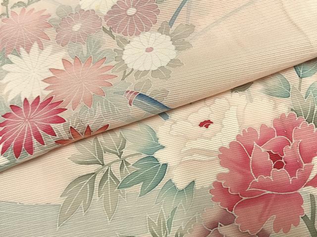 平和屋着物＊夏物　訪問着　絽　草花文　暈し染め　正絹　逸品　AABF5906fy_4
