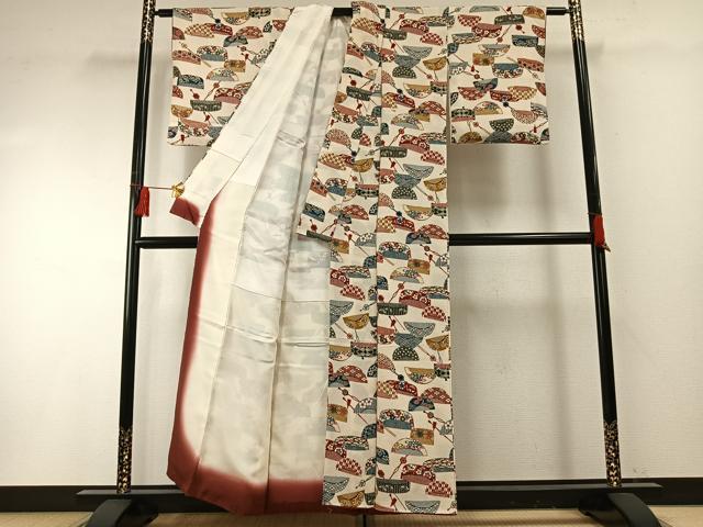 平和屋着物●上質な小紋　型染め　櫛　簪　鬼しぼ縮緬　正絹　逸品　AABF5929fy_2
