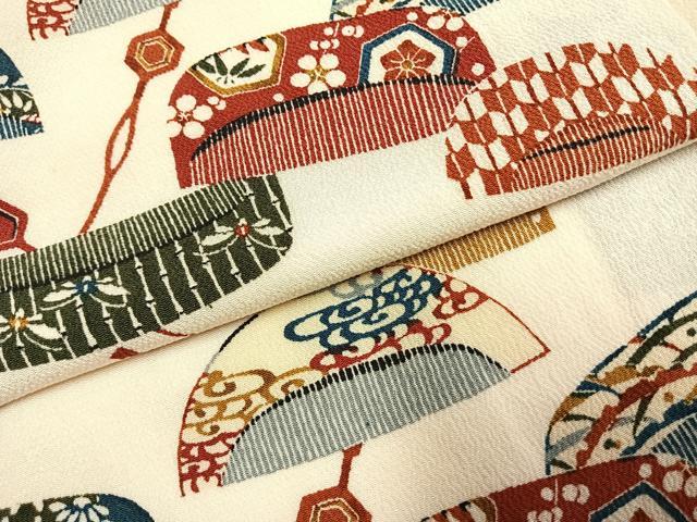 平和屋着物●上質な小紋　型染め　櫛　簪　鬼しぼ縮緬　正絹　逸品　AABF5929fy_4