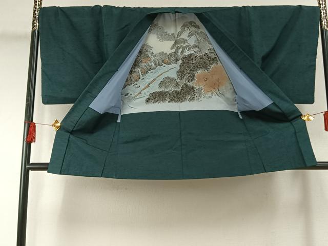 平和屋着物●男性　紬　アンサンブル　虫襖色　正絹　逸品　AABF5942fy 平和屋着物○男性 紬 アンサンブル 虫襖色 正絹 逸品 AABF5942fy