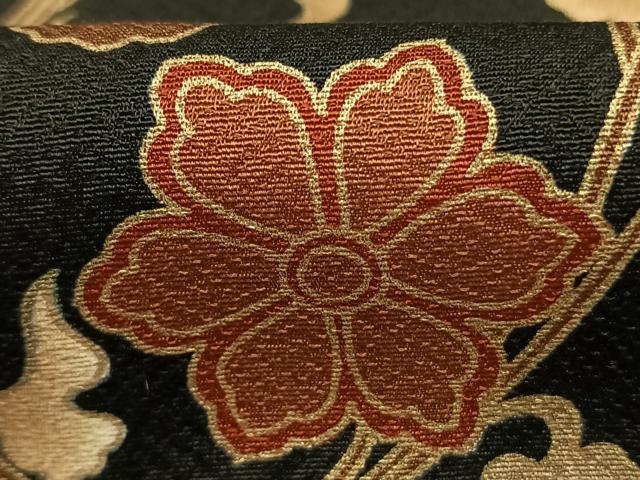 平和屋着物●訪問着　花唐草文　黒地　金彩　正絹　逸品　AABF5963fy_5