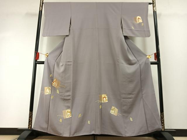 平和屋着物●訪問着　駒刺繍　色紙舞蝶文　金彩　正絹　逸品　AABF5970fy 平和屋着物○訪問着 駒刺繍 色紙舞蝶文 金彩 正絹 逸品 AABF5970fy