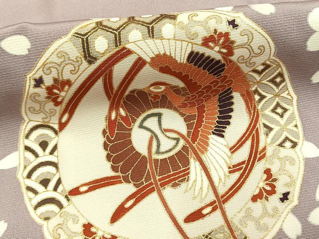 平和屋着物●訪問着　吉祥地紙花鳥文　金彩　正絹　逸品　AABF5973fy 平和屋着物○訪問着 吉祥地紙花鳥文 金彩 正絹 逸品 AABF5973fy