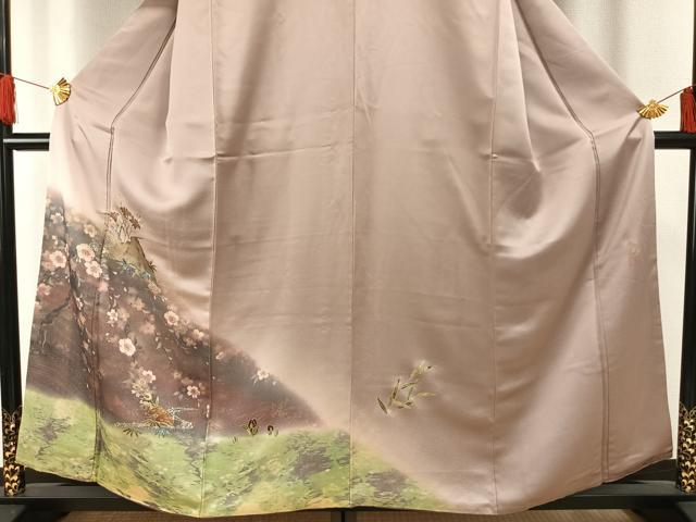 平和屋着物●訪問着　作家物　手描き　珠虹箔　螺鈿　繪夢工房　風景花文　暈し染め　金銀彩　反端付き　正絹　逸品　AABF5979fy_2