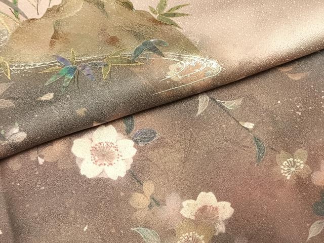 平和屋着物●訪問着　作家物　手描き　珠虹箔　螺鈿　繪夢工房　風景花文　暈し染め　金銀彩　反端付き　正絹　逸品　AABF5979fy_4
