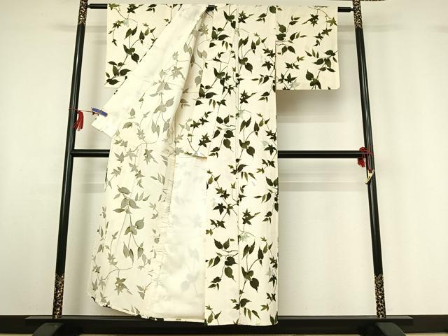 平和屋着物▽上質な小紋　単衣　草葉文　金銀彩　正絹　逸品　AABF6028jh_2