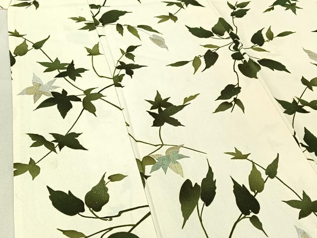 平和屋着物▽上質な小紋　単衣　草葉文　金銀彩　正絹　逸品　AABF6028jh_3