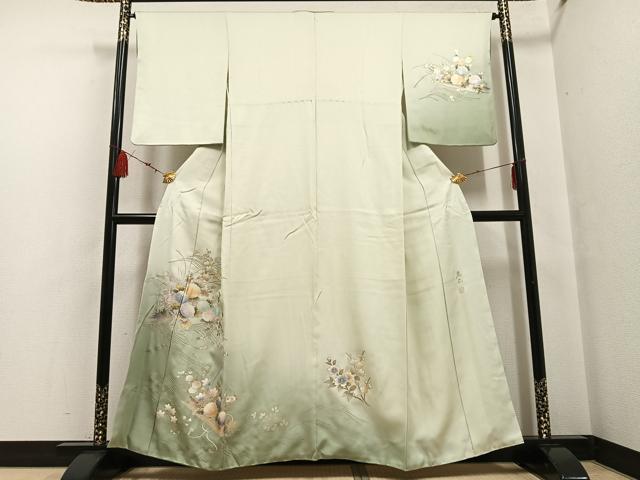 平和屋本店●極上　金彩友禅 卓越技能者・名工・和田光正 訪問着 鳳凰 淡紅藤色地 暈し染め 金銀彩 京都きもの友禅扱い　逸品　DZAB3561kh6 平和屋着物○金彩友禅 卓越技能者・名工・和田光正 訪問着 花筏文 暈し