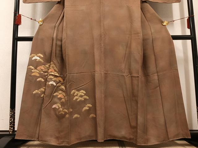 平和屋着物●訪問着　手描き　駒刺繍　松　暈し染め　正絹　逸品　未使用　AABF6088ph_2