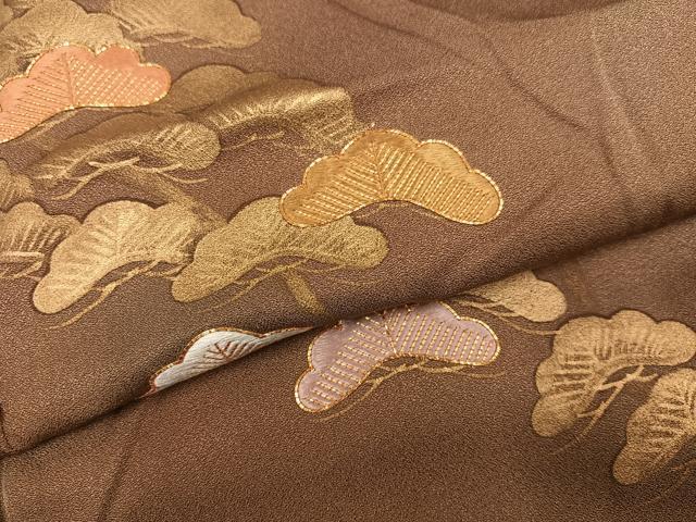 平和屋着物●訪問着　手描き　駒刺繍　松　暈し染め　正絹　逸品　未使用　AABF6088ph_3