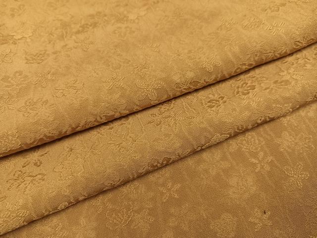 平和屋着物●上質な色無地　花地紋　黄枯茶色　正絹　逸品　AABF6098ph