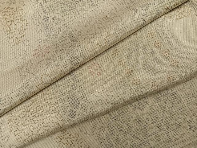 平和屋着物●上質な紬　花尽くし　正絹　逸品　AABF6105ph