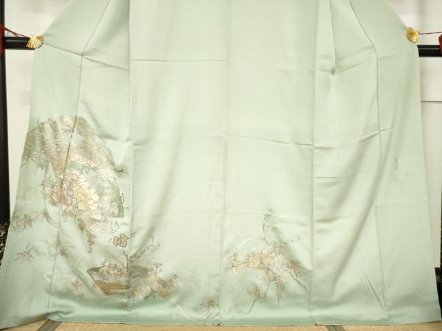 平和屋着物●金彩友禅　卓越技能者・名工・和田光正　訪問着　地紙花文　金彩　保証書付き　ロング丈　正絹　逸品　未使用　AABF6166ck_2