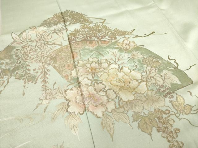 平和屋着物●金彩友禅　卓越技能者・名工・和田光正　訪問着　地紙花文　金彩　保証書付き　ロング丈　正絹　逸品　未使用　AABF6166ck_3