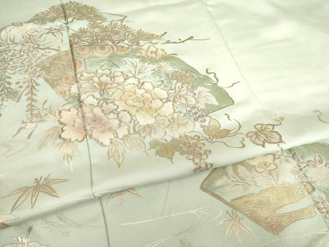 平和屋着物●金彩友禅　卓越技能者・名工・和田光正　訪問着　地紙花文　金彩　保証書付き　ロング丈　正絹　逸品　未使用　AABF6166ck_4