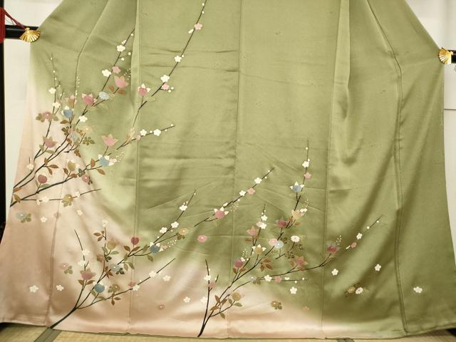 平和屋着物●訪問着　枝花文　暈し染め　金彩　正絹　逸品　AABF6190ck_2