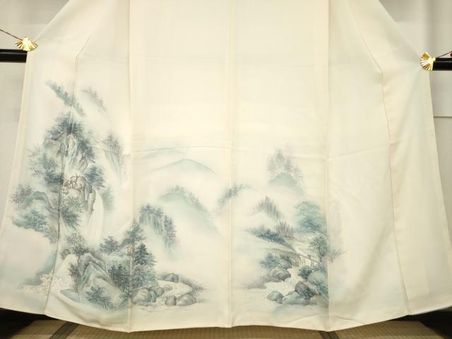 平和屋着物●訪問着　手描き　風景文　正絹　逸品　AABF6192ck_2