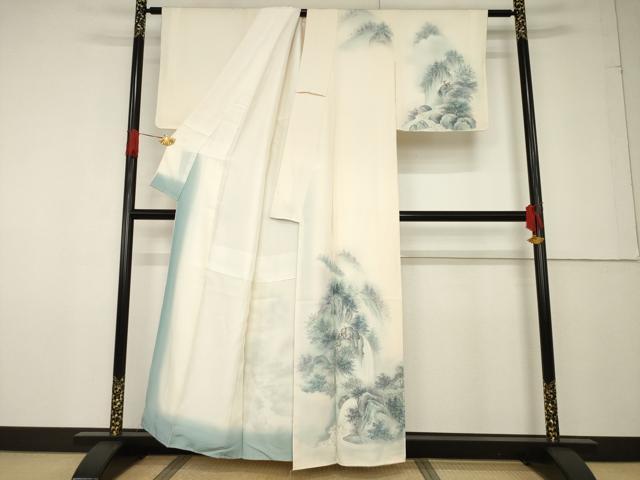 平和屋着物●訪問着　手描き　風景文　正絹　逸品　AABF6192ck_1