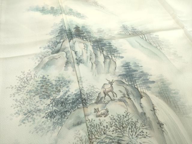 平和屋着物●訪問着　手描き　風景文　正絹　逸品　AABF6192ck_3