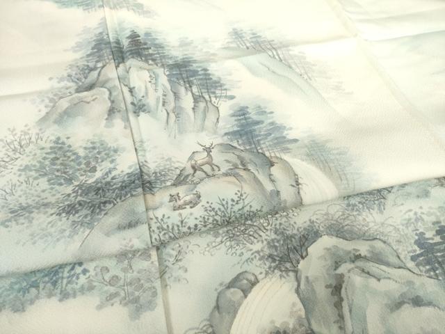 平和屋着物●訪問着　手描き　風景文　正絹　逸品　AABF6192ck_4