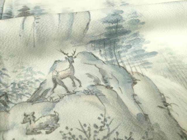 平和屋着物●訪問着　手描き　風景文　正絹　逸品　AABF6192ck_5