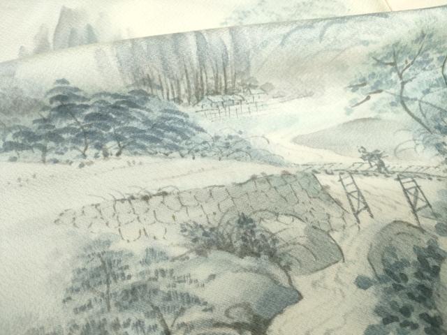 平和屋着物●訪問着　手描き　風景文　正絹　逸品　AABF6192ck_6