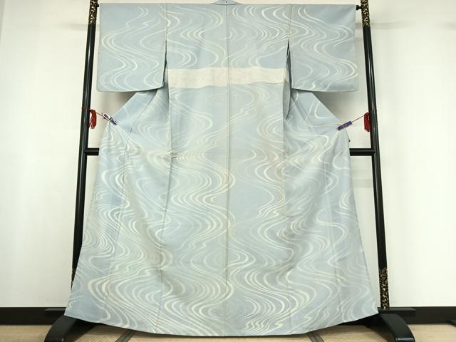 平和屋着物○極上 本場琉球紅型 九寸名古屋帯 紬地 流水鴛鴦花文 逸品