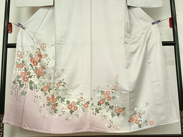 平和屋着物▽訪問着　単衣　刺繍　草花文　暈し染め　正絹　逸品　AABF6421jh_2
