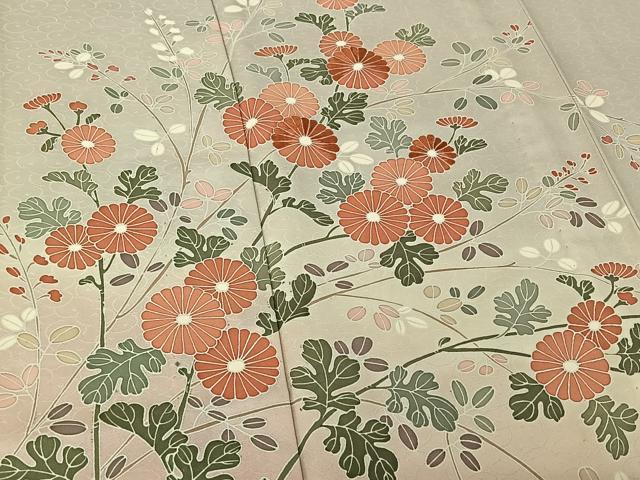 平和屋着物▽訪問着　単衣　刺繍　草花文　暈し染め　正絹　逸品　AABF6421jh_3