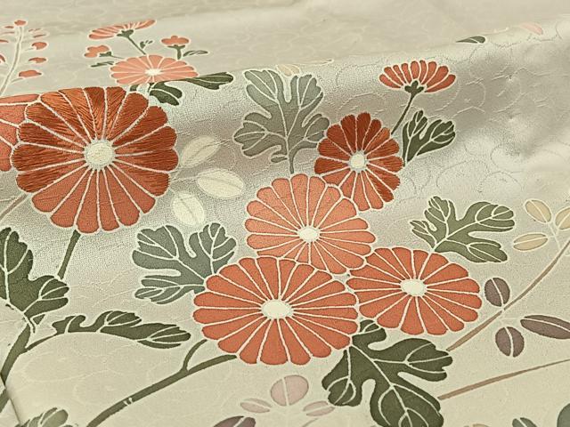 平和屋着物▽訪問着　単衣　刺繍　草花文　暈し染め　正絹　逸品　AABF6421jh_5