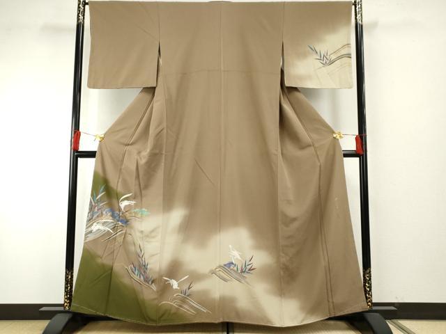 平和屋着物●水谷八重子　訪問着　立波に跳び兎　暈し染め　金彩　正絹　逸品　未使用　AABF6561cs