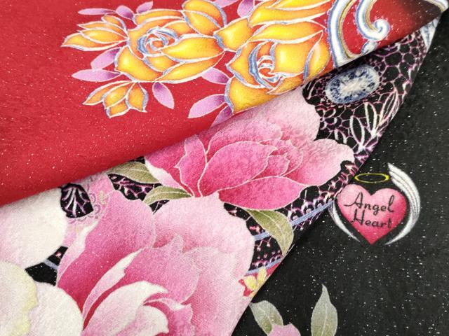 平和屋着物●豪華振袖　Angel Heart　刺繍　草花文　薔薇　バラ　暈し染め　黒地　金糸　銀通し地　ロング丈　正絹　逸品　AABF6565cs_8