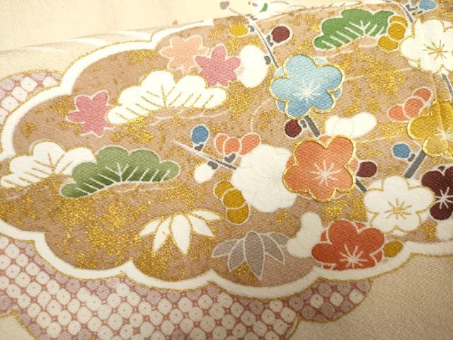 平和屋着物●訪問着　友禅　駒刺繍　雲重ね吉祥花宝尽くし　金彩　正絹　逸品　AABF6572cs_6