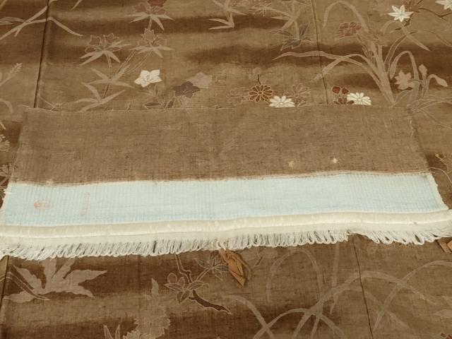 平和屋着物●訪問着　本場結城紬地　草花文　金彩　反端付き　正絹　逸品　AABF6590cs_7