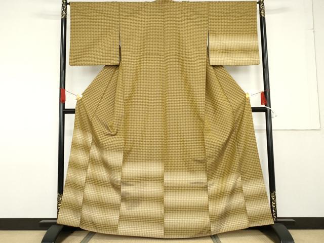 平和屋着物●花織　訪問着　紬地　横段文　正絹　逸品　未使用　AABH6939ph 平和屋ヤフーショッピング店 - 訪問着・付下げ｜Yahoo!ショッピング
