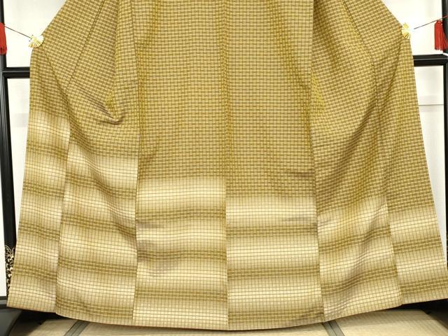 平和屋着物●訪問着　花織　紬地　霞横段文　正絹　逸品　AABF6599cs 平和屋着物○訪問着 花織 紬地 霞横段文 正絹 逸品 AABF6599csの通販は