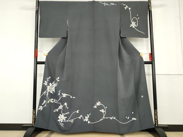 平和屋着物●本加賀友禅作家　松島由美　訪問着　枝花文　正絹　逸品　AABF6612cs